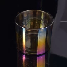 China Wholesales iridescent empty candle glass holder Iridescent Glass Candle Jars Home Decoration manufacturer