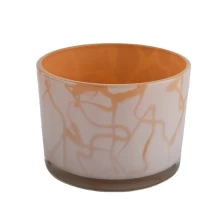 China orange inside glass candle jar with white outside, multi color 3 wick candle glass jar manufacturer