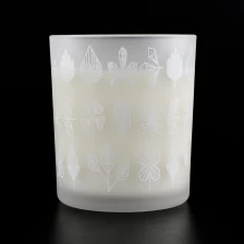 China white glass candle jar, frosted candle holder with custom pattern 12 oz manufacturer