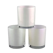 China 15oz pearl white decorative glass candle holders manufacturer