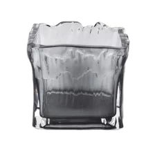 China gray translucent square glass candle holders manufacturer