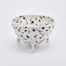China Large Footed Ceramic Vessel Ceramic Candle Holder with Dots Home Decoration manufacturer