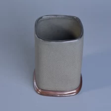 China Square brown ceramic candle containers votive church iridescent jars candle holders home decoration wholesale manufacturer
