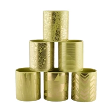 China Sunny design Luxury custom golden ceramic candle vessel containers 10oz manufacturer
