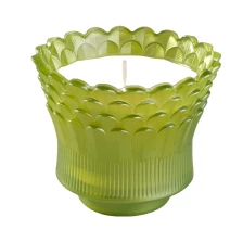 China Patent design China purple feather glass candle jars 8oz 10oz 14oz manufacturer