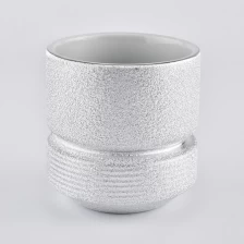 China metallic silver ceramic candle jars with slim waist manufacturer