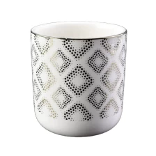 China Wholesale Ceramic Candle Holder Dotted Diamonds Pattern Metallic Designs Home Decoration manufacturer