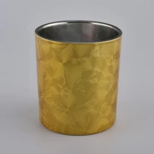 China yellow decorative  glass candle holder, custom glass container for candle manufacturer