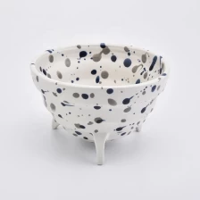 China Triple Footed Ceramic Candle Holders Dotted Bowls Home Decor manufacturer