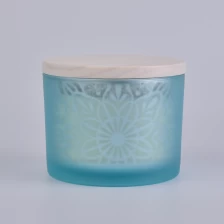 China 14 oz matte blue candle jar custom, empty frosted candle jar manufacturer