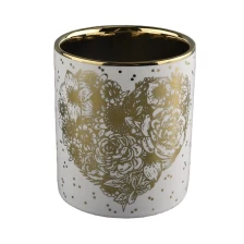 China white cylinder ceramic candle jars with gold printing manufacturer
