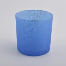 China blue glass candle container, large glass  vessel for candle making 15 oz manufacturer