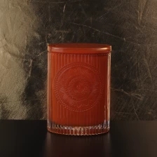 China 20+years hot sales Luxury cylinder crystal lotus glass candle jar with lids manufacturer