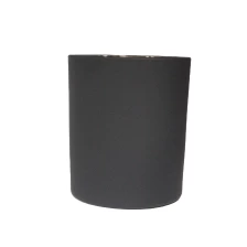 China matte black glass candle vessel, cylinder glass candle holder 12 oz manufacturer