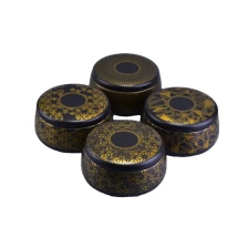 China Wholesales round empty black ceramic candle jar with lid manufacturer