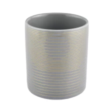 China manufacturer empty grey porcelain luxury ceramic candle jars in bulk with plating manufacturer
