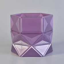 China luxurious glass candle holder, purple glass candle jar unique design manufacturer