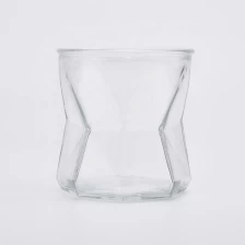 China Irregular Geometric Clear Glass Candle Vessel Home Decor Wholesales manufacturer