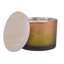 China Sunny glassware luxury matte Glass candle holder with wood lid manufacturer
