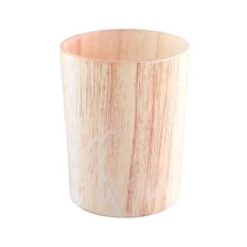 China glass candle jars with wood texture manufacturer