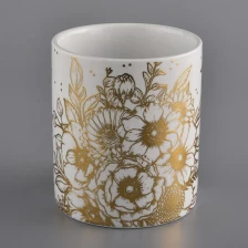 China white ceramic candle jars with gold printing manufacturer