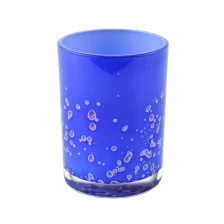 China 6 oz 10 oz 12 oz Supplier blue glossy glass candle holder for candle making manufacturer