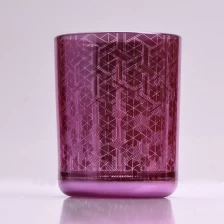 China unique glass candle vessel with laser prints custom made, glass votive candle holders manufacturer