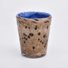 China 9oz Leopard Print Glass Votive Candle Holders Soy Wax Jar Home Decor Wholesales manufacturer