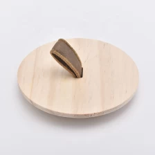 China Wood Lid for Candle Jars with Leather Lifter Wholesales manufacturer