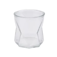 China empty geometric glass vessel, unique glass candle jar manufacturer