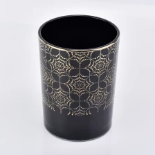 China empty candle container glass jar, black glass candle holder for home decor manufacturer