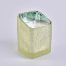 China Sunny new design Trapezoid crystal square Luxury glass candle jar holder manufacturer