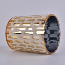 China Sunny glassware luxury empty gold glass candle holder container manufacturer