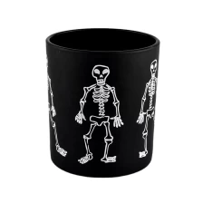 China matte black glass candle jars with white printing manufacturer