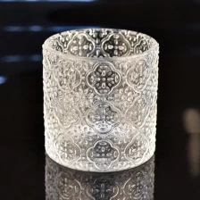 China transparent embossed glass vessel glass candle holder for wedding manufacturer