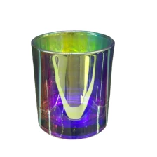China unique decor glass candle holder, iridescent glass vessel for candles manufacturer