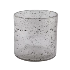 China hand made glass candle holders with air bubble finish manufacturer