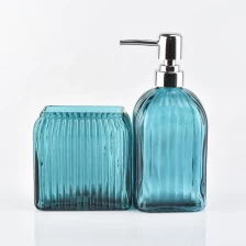 China 2pcs bathroom accessory sets jewelry blue glass container manufacturer
