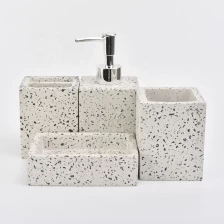 China 4pcs bathroom accessory sets concrete container marble varnish manufacturer