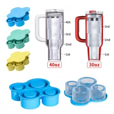 China Benhaida Novelty BPA Free 30 40oz Tumbler Cup Cylinder Ice Cube Mold with Lid Silicone 4 Sizes Stanley Cup Circle Ice Cube Tray manufacturer