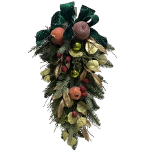 porcelana Senmasine botín de frutas navideñas de 26 pulgadas con lazos de cinta hojas de ramas artificiales de Pvc fabricante