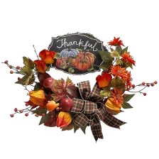 porcelana Senmasine-corona de Acción de Gracias de otoño, 24 pulgadas, con signo de agradecimiento, flores de hongos artificiales, lazos, bayas de cosecha de otoño fabricante