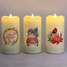 中国 Senmasine ちらつき Led キャンドル印刷赤い鳥車の花の花輪パターン弾丸ランプヘッド メーカー