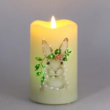 中国 Senmasine ウサギイースター LED キャンドルフレームレスプラスチック光ファイバーフリッカーキャンドルリアルワックス メーカー
