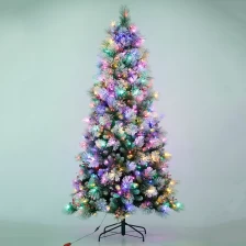 China Senmasine Led Light Christmas Tree With Red Berries 7.5ft Snow Flocked Artificial Pvc Hard Needle manufacturer