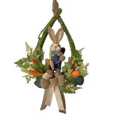 China Senmasine Easter Rabbit Wreath With Artificial Leaves Carrot Ribbon Bows Bunny 16inch 20inch 24inch 26inch manufacturer