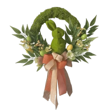 China Senmasine 22inch 24inch Rabbit Easter Wreath With Easter Egg Mixed Ribbon Bows Artificial Leaves Carrot Decoration manufacturer