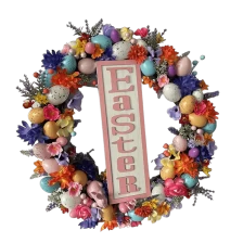 China Senmasine egg Easter wreath for front door hanging spring decoration mixed colorful plastic eggs manufacturer