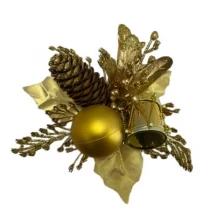 China Senmasine glitter christmas picks ornaments with artificial leaves pincone xmas DIY decoration manufacturer
