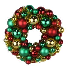 China Senmasine guirlanda de bola de 13 polegadas com enfeites coloridos clássicos vermelho verde ouro enfeites decoração de festival fabricante